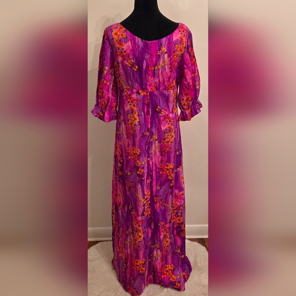 Vintage Fashions By Myra Womens 60s 70s Tropical Print Maxi Hawaiian Dress - Picture 2 of 10